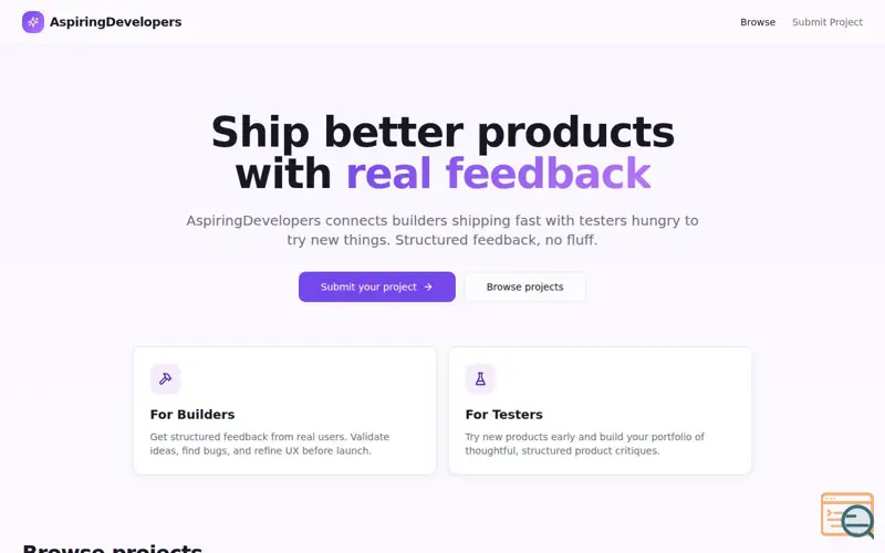 Screenshot of Aspiring Developers
