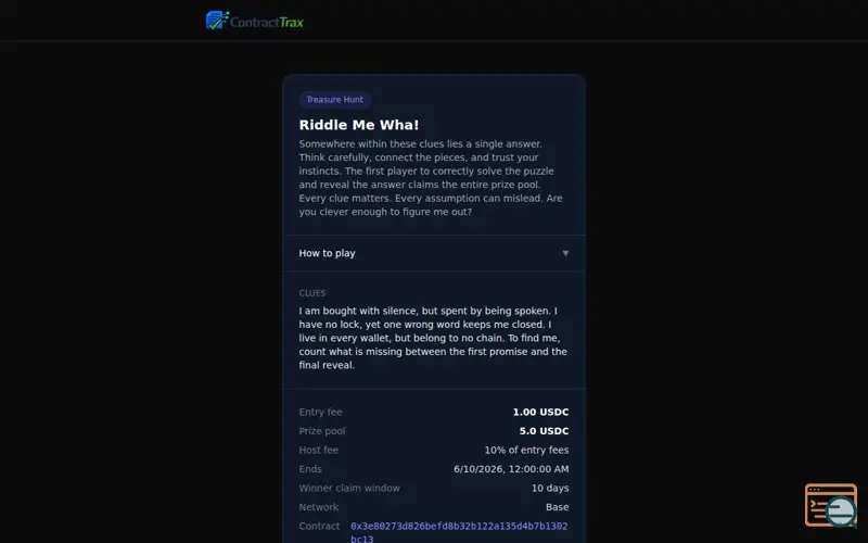 Screenshot of Treasure Hunt — ContractTrax