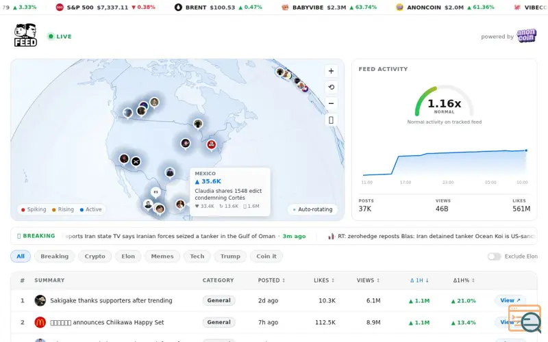 Screenshot of The Feed