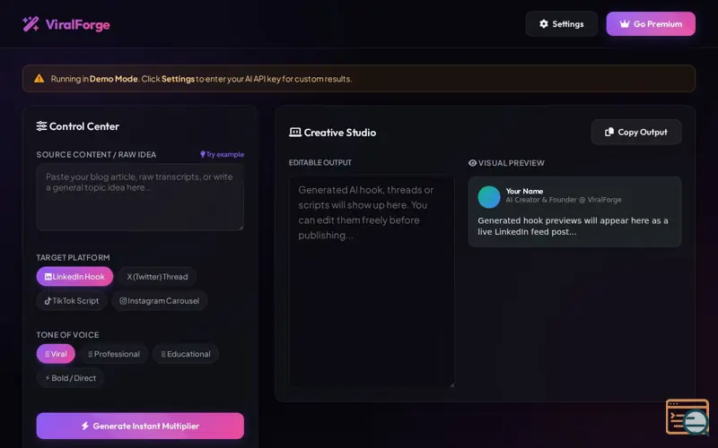 Screenshot of ViralForge