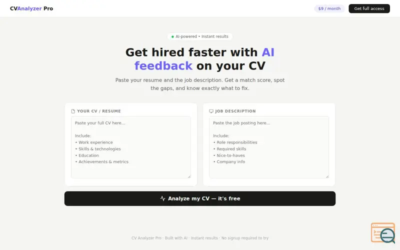 Screenshot of CV Analyzer Pro