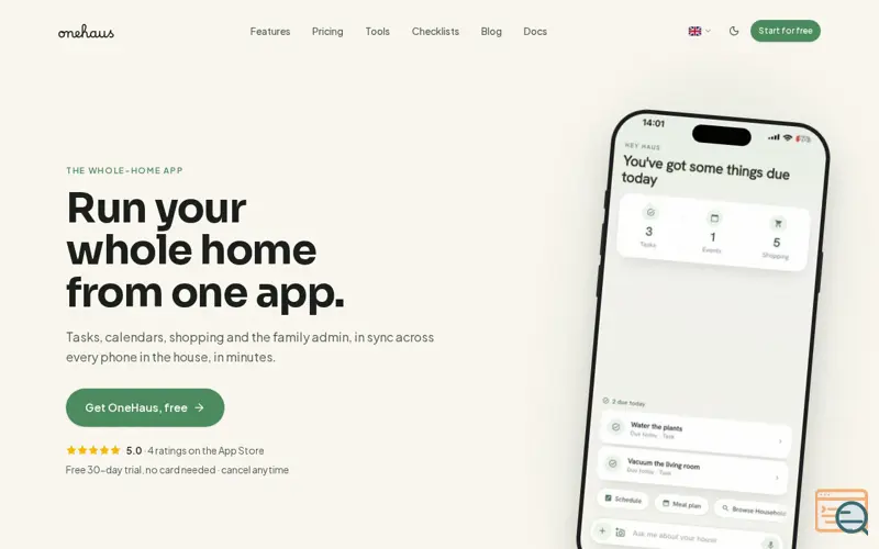 Screenshot of OneHaus