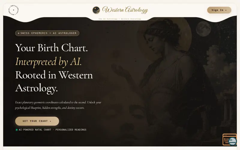 Screenshot of The AI Astrology — Western Astrology