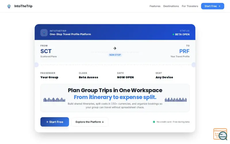 Screenshot of IntoTheTrip