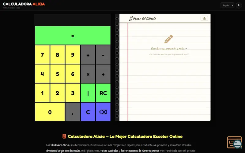 Screenshot of Calculadora Alicia 2026