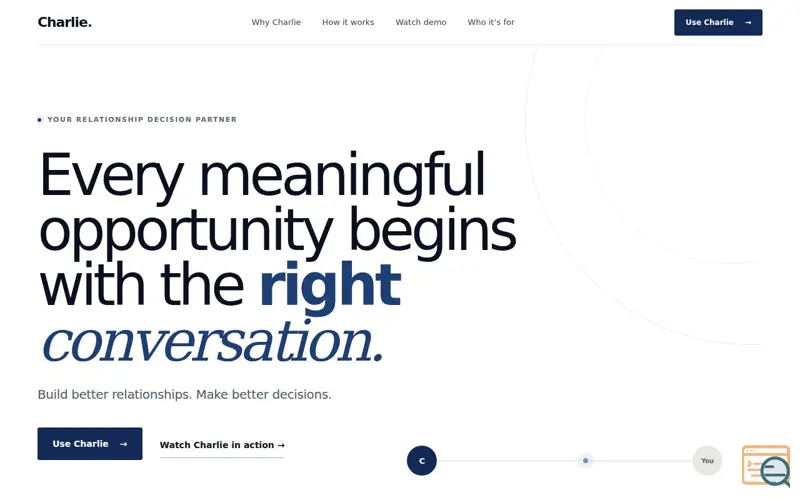 Screenshot of Charlie | Clear Decisions for Professional Relationships