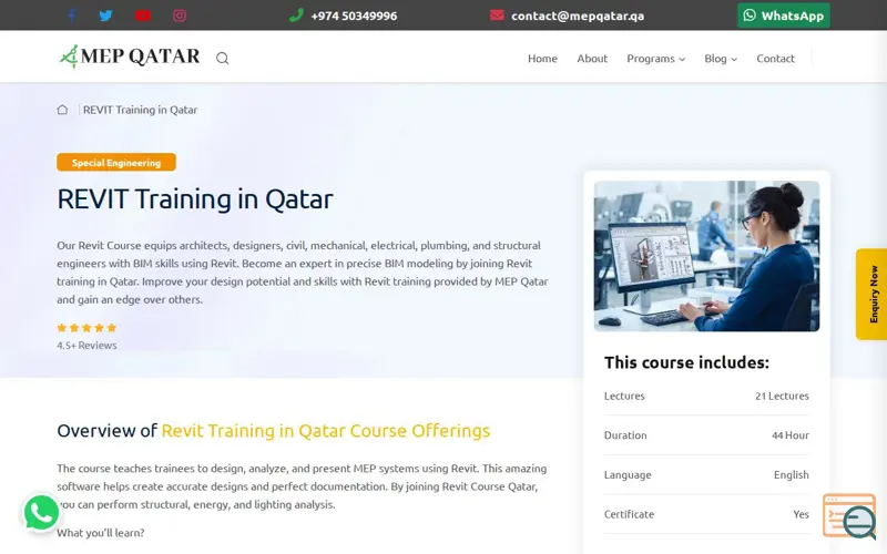 Screenshot of Revit MEP training in Qatar 