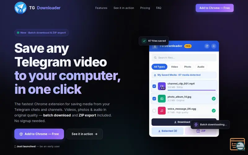Screenshot of TG Downloader
