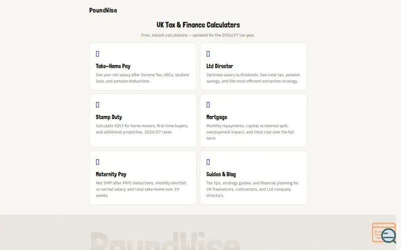 Screenshot of PoundWise.uk