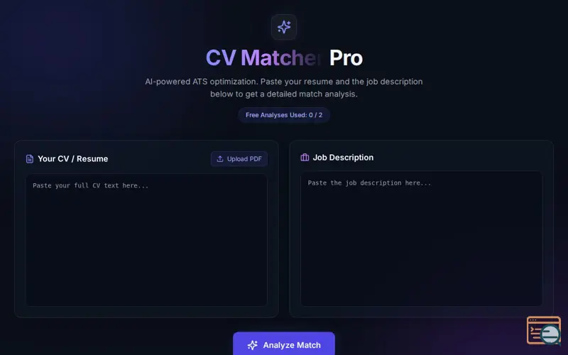 Screenshot of CV Matcher Pro