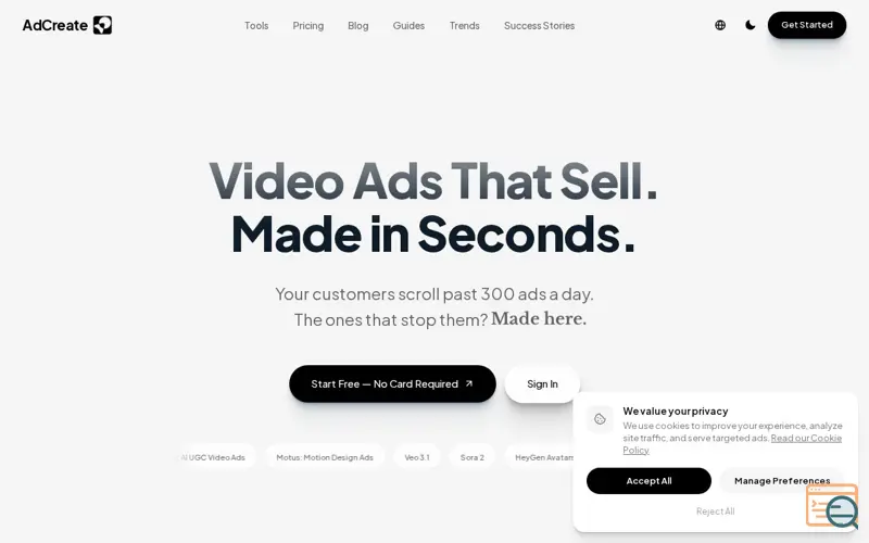 Screenshot of AdCreate