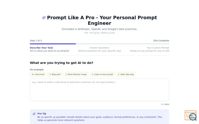 Screenshot of Prompt Like A Pro