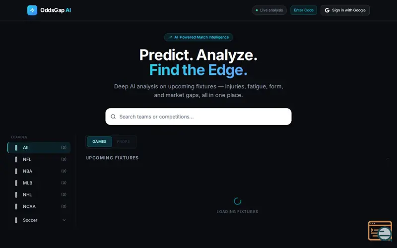 Screenshot of  OddsGap AI
