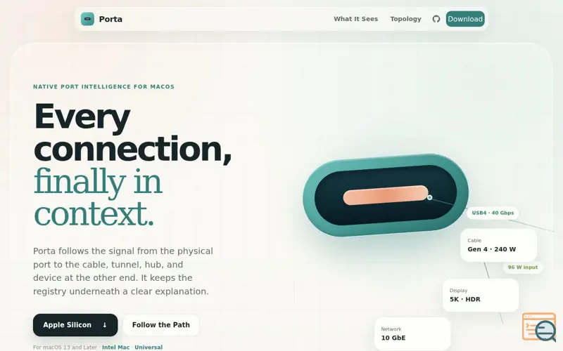 Screenshot of Porta · Every connection, in context
