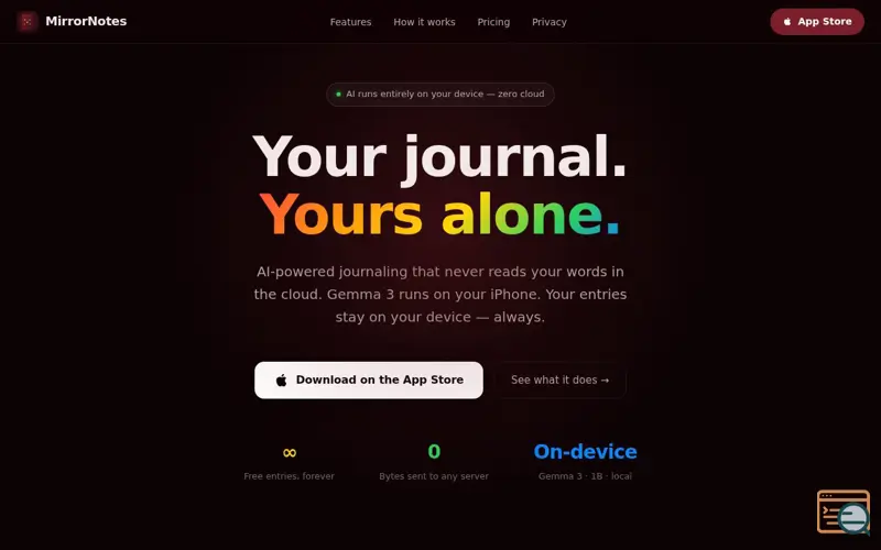 Screenshot of MirrorNotes