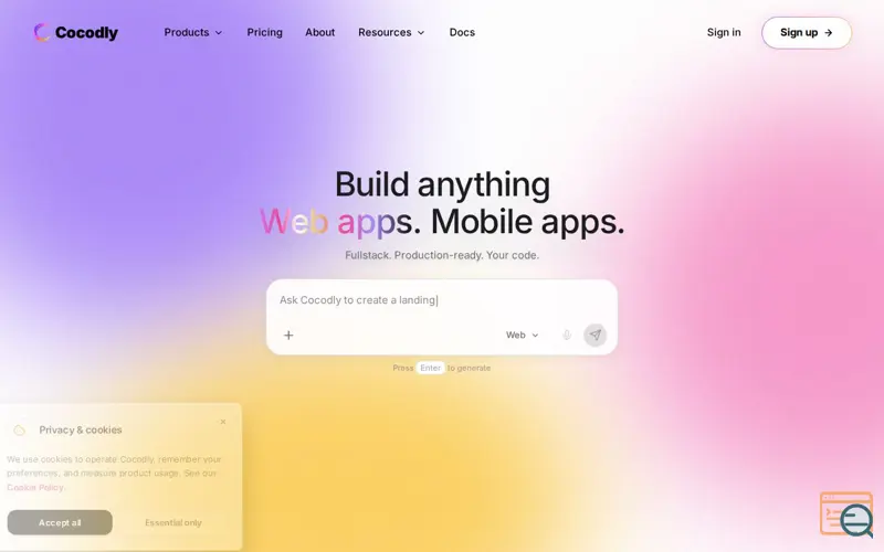 Screenshot of Cocodly : Build Apps & Websites with AI