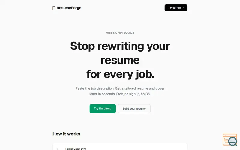Screenshot of ResumeForge