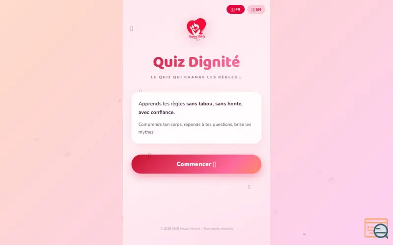 Screenshot of Quiz Dignité