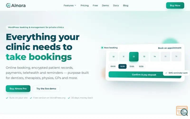 Screenshot of Alnora - Booking for Private Clinics