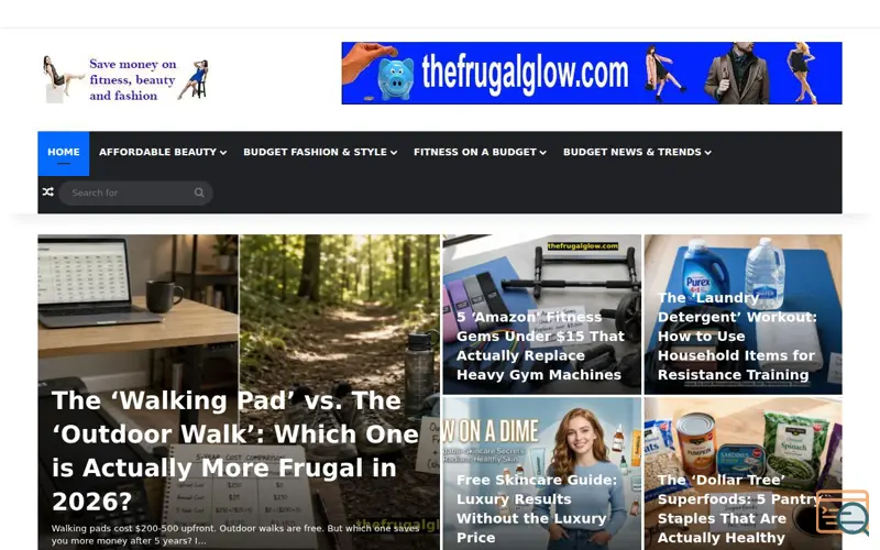 Screenshot of thefrugalglow.com