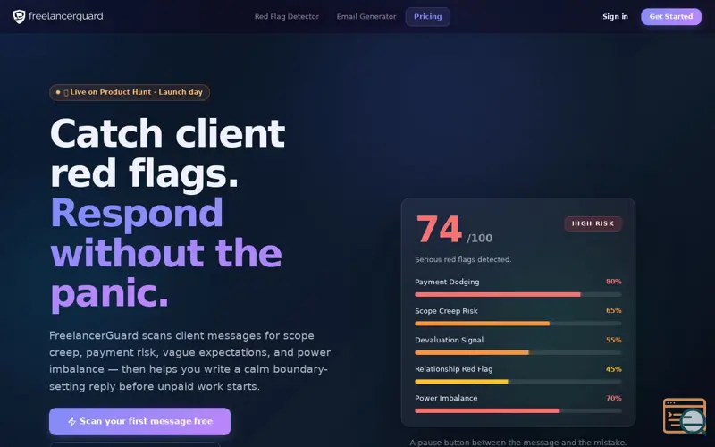 Screenshot of FreelancerGuard