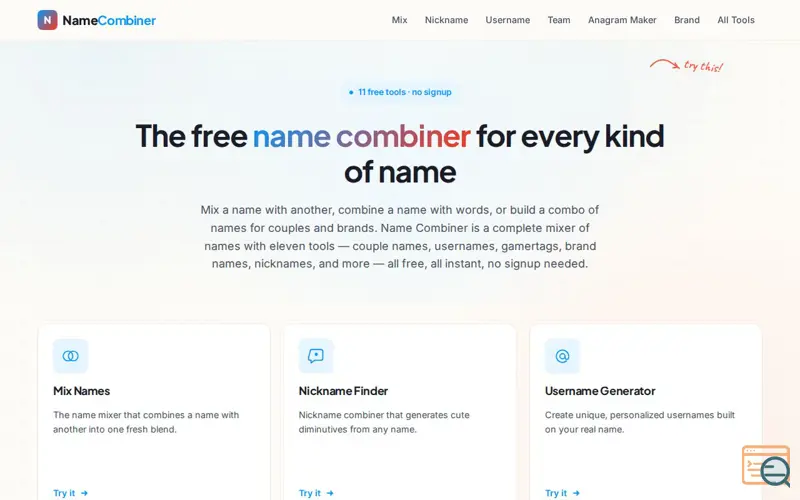 Screenshot of Name Combiner