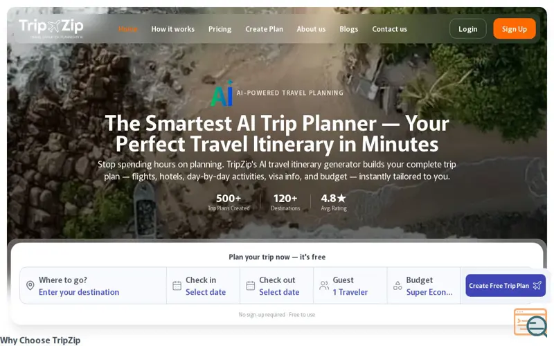 Screenshot of TripZip
