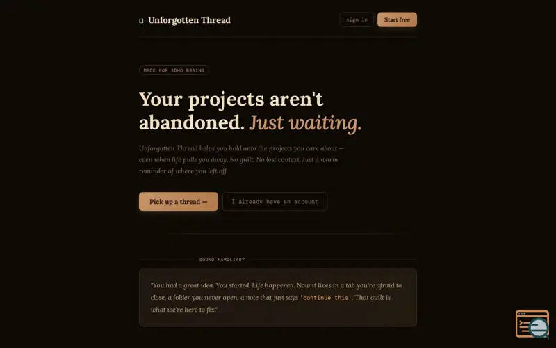 Screenshot of unforgotten-thread