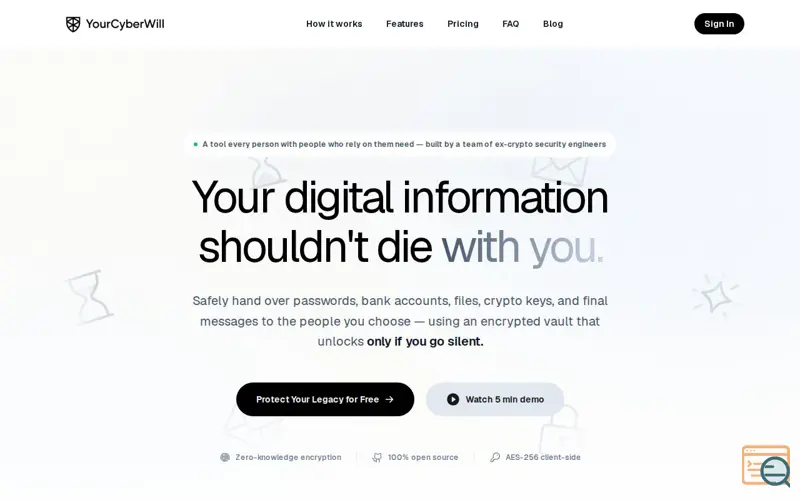 Screenshot of YourCyberWill