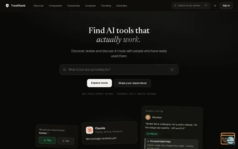 Screenshot of TrustRank