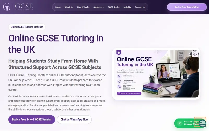 Screenshot of GCSE Online Tutoring