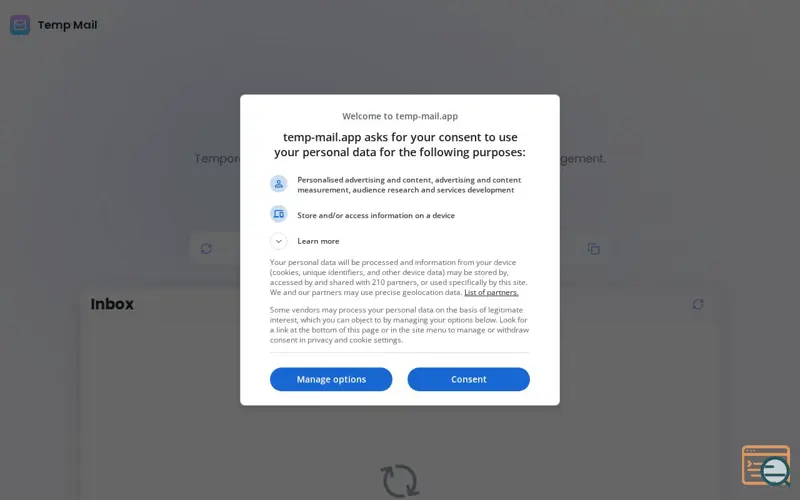 Screenshot of Temp Mail