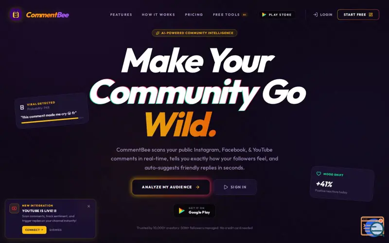 Screenshot of CommentBee