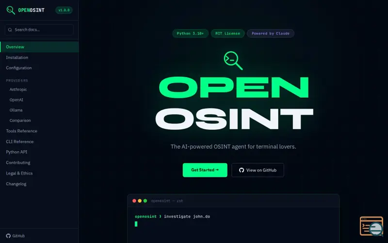 Screenshot of OpenOSINT