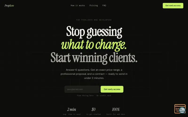Screenshot of Propflow — Proposals for web devs