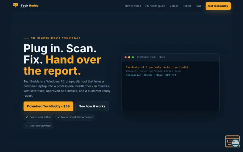 Screenshot of TechBuddy
