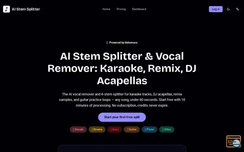 Screenshot of AI Stem Splitter