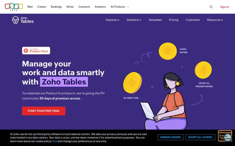 Screenshot of Zoho Tables