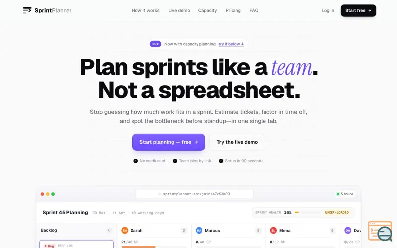 Screenshot of SprintPlanner
