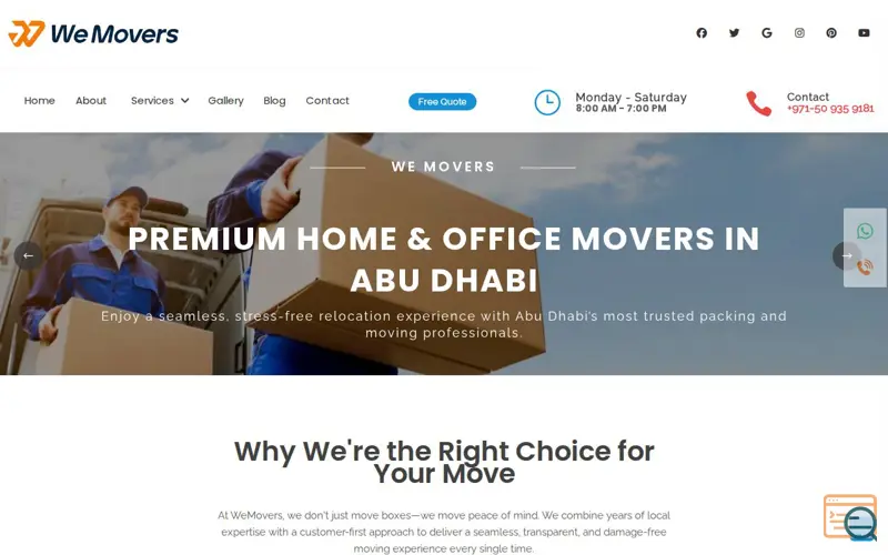 Screenshot of Movers & Packers Abu Dhabi, a launch using TraceMyIP