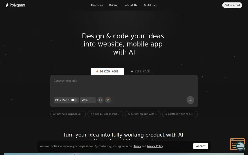 Screenshot of Polygram, a launch using StackBlitz