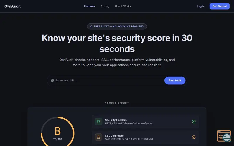 Screenshot of OwlAudit
