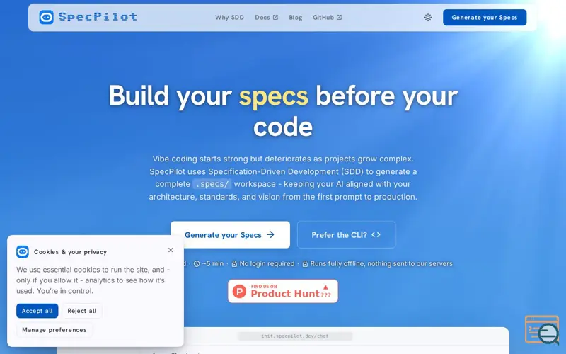 Screenshot of SpecPilot