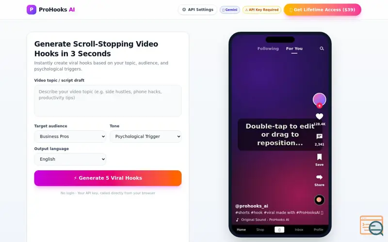 Screenshot of ProHooks AI