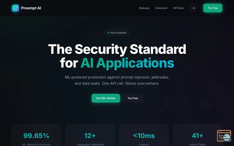 Screenshot of Preempt AI