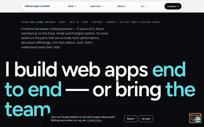 Screenshot of featuringCode/work