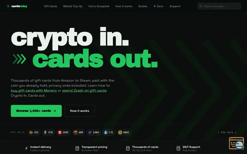 Screenshot of CardsRelay