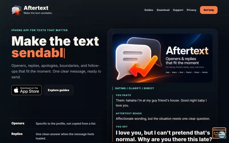 Screenshot of Aftertext: AI Text Replies