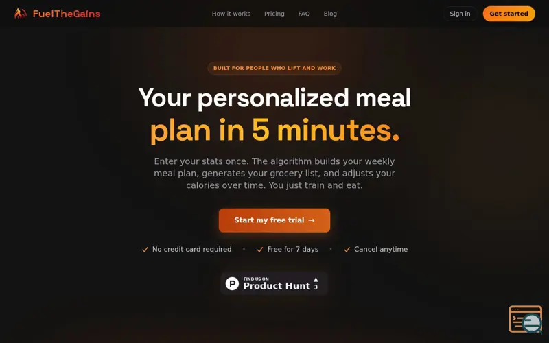 Screenshot of FuelTheGains
