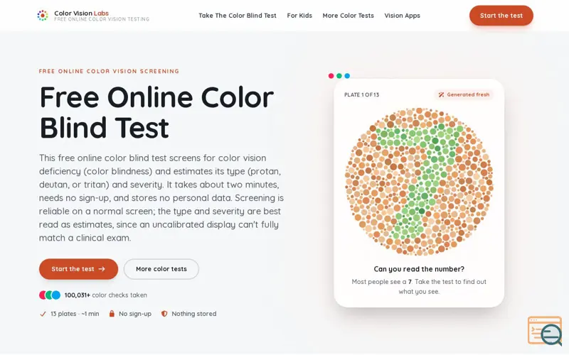 Screenshot of Color Vision Labs